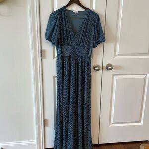 Baltic Born blue velvet vneck maxi dress women’s size XL